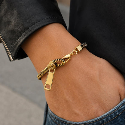 Zipper bracelet real zip chain in gold