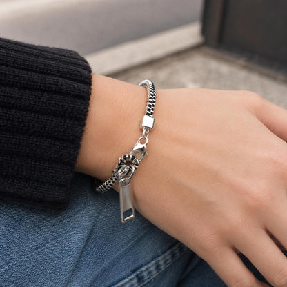Zipper bracelet lobster clasp detail