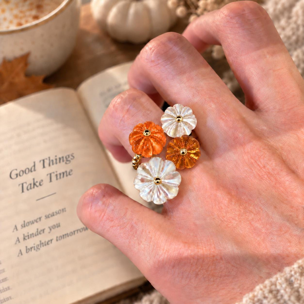 Pumpkin rings stacked set styling