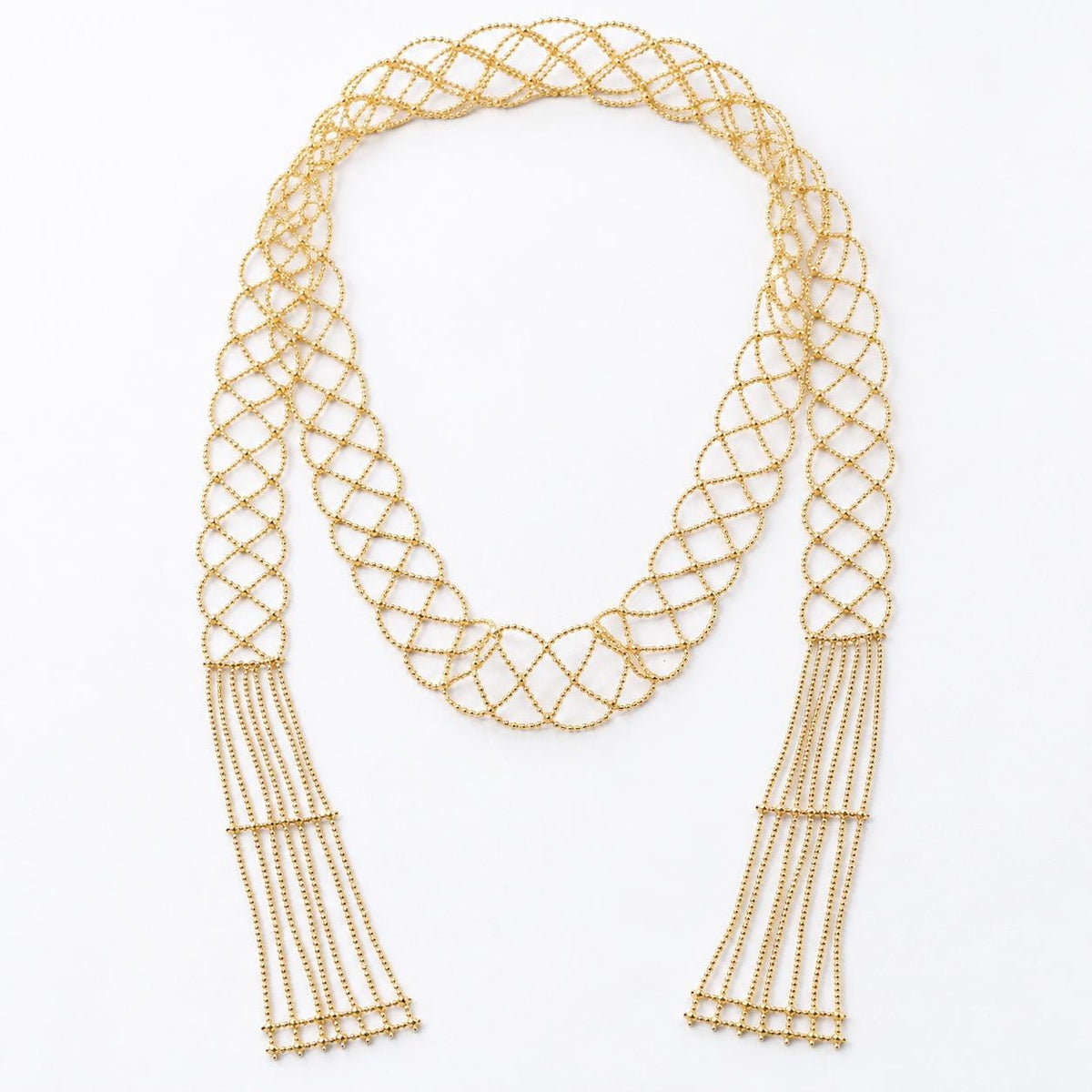 Lattice scarf necklace - close-up detail
