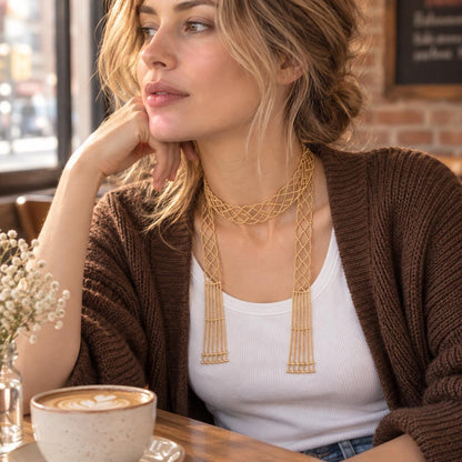 Lattice scarf necklace gift styling