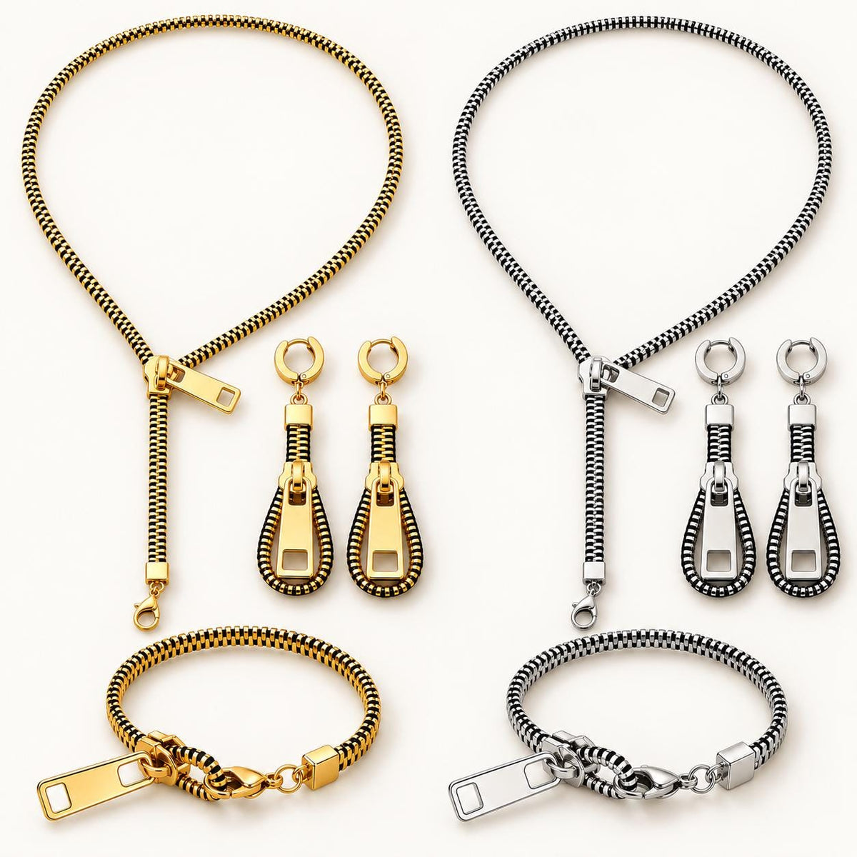 Zipper jewelry set zipper pull detail