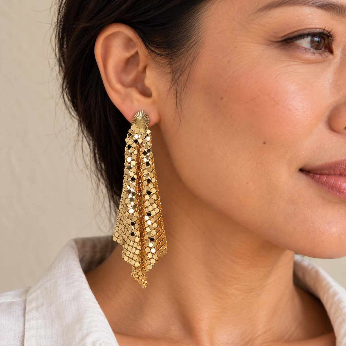 Mesh bandana set matching panel earrings