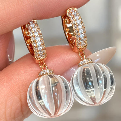 Clear glass bead earrings styled look