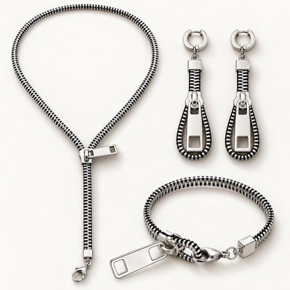Zipper jewelry set styled streetwear look