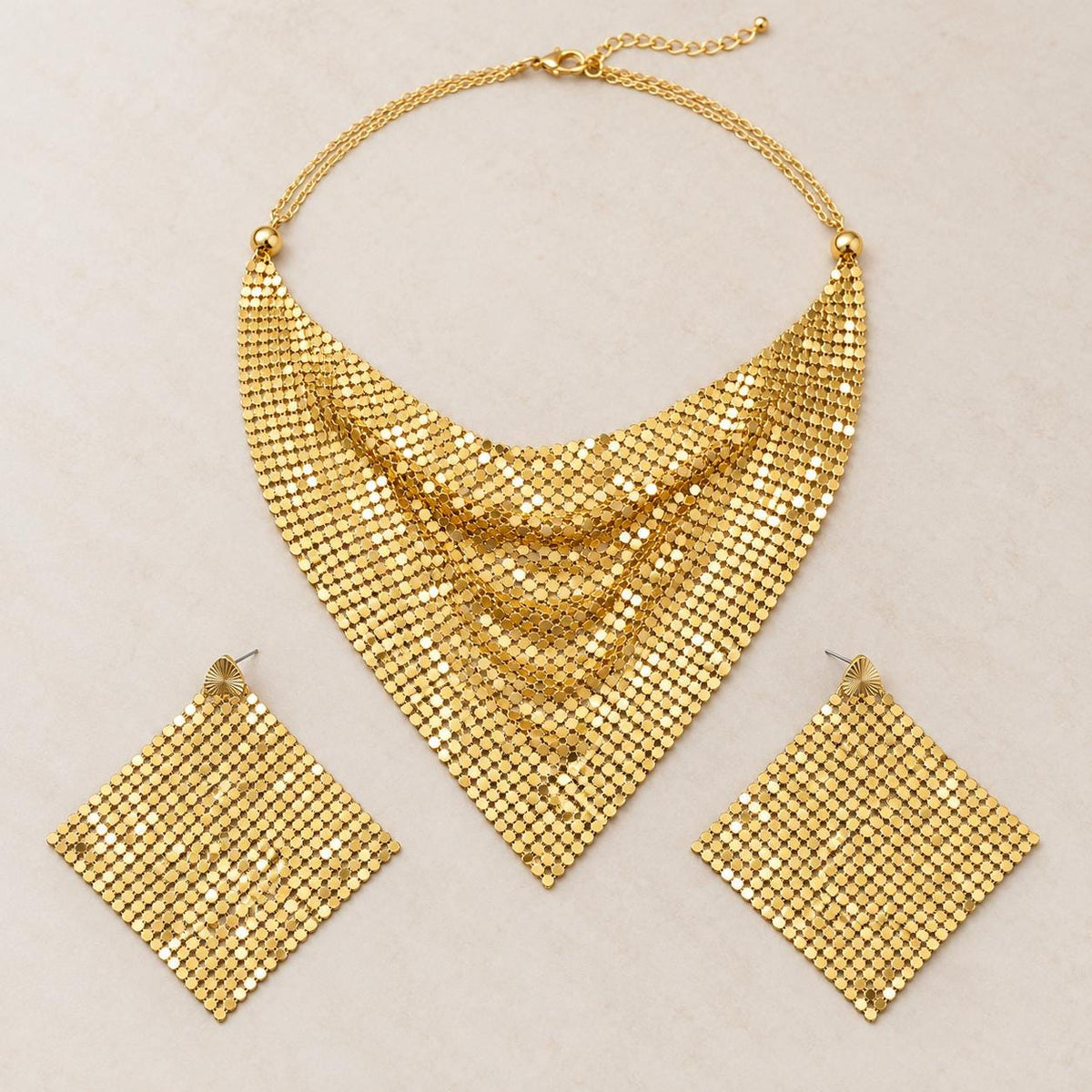 Mesh bandana necklace worn on model