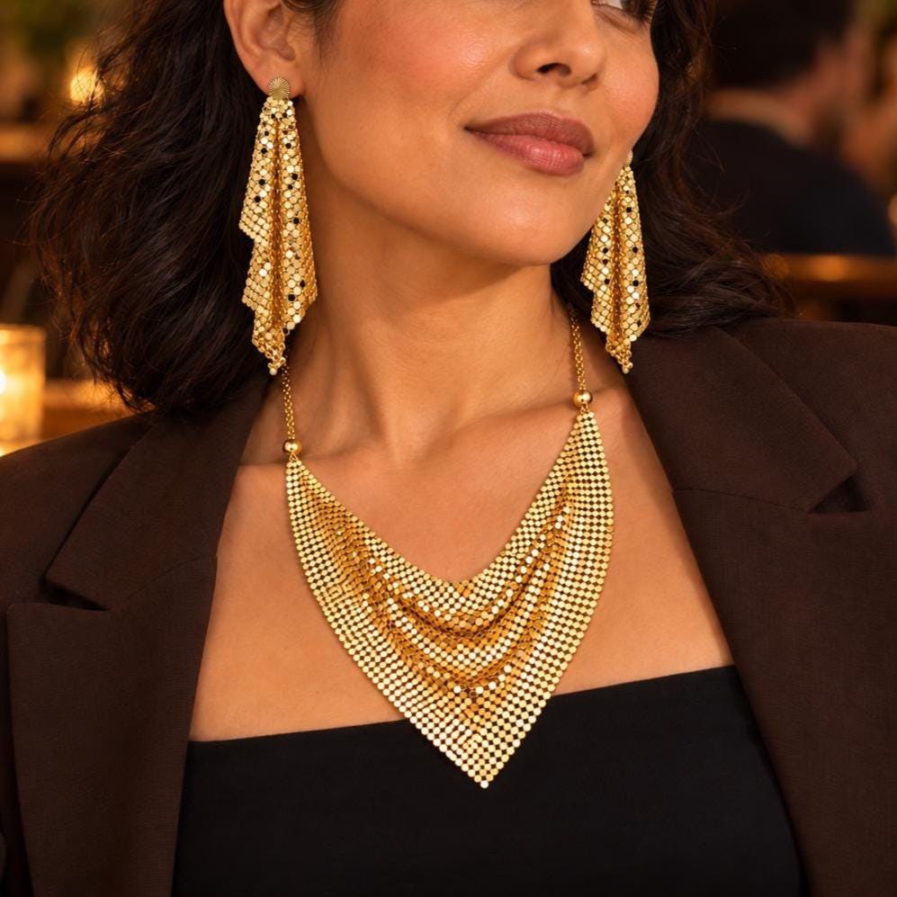 Mesh bandana necklace mesh drape detail