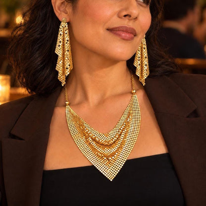 Mesh bandana necklace mesh drape detail