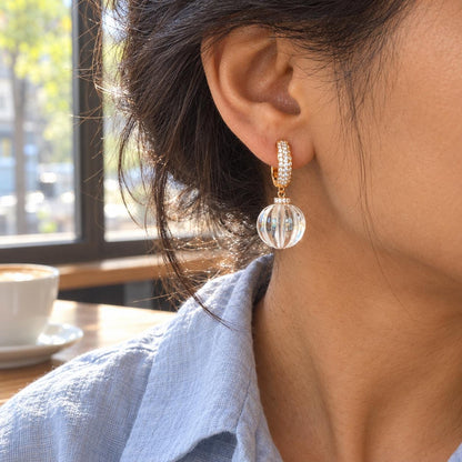Clear glass bead earrings alternate angle