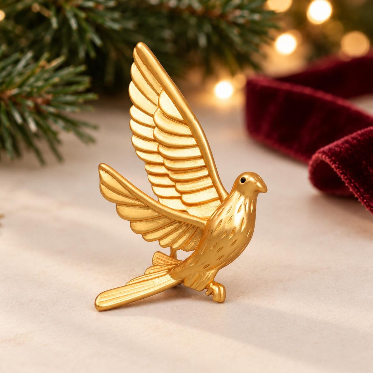 Brass peace dove flying bird lapel pin brooch