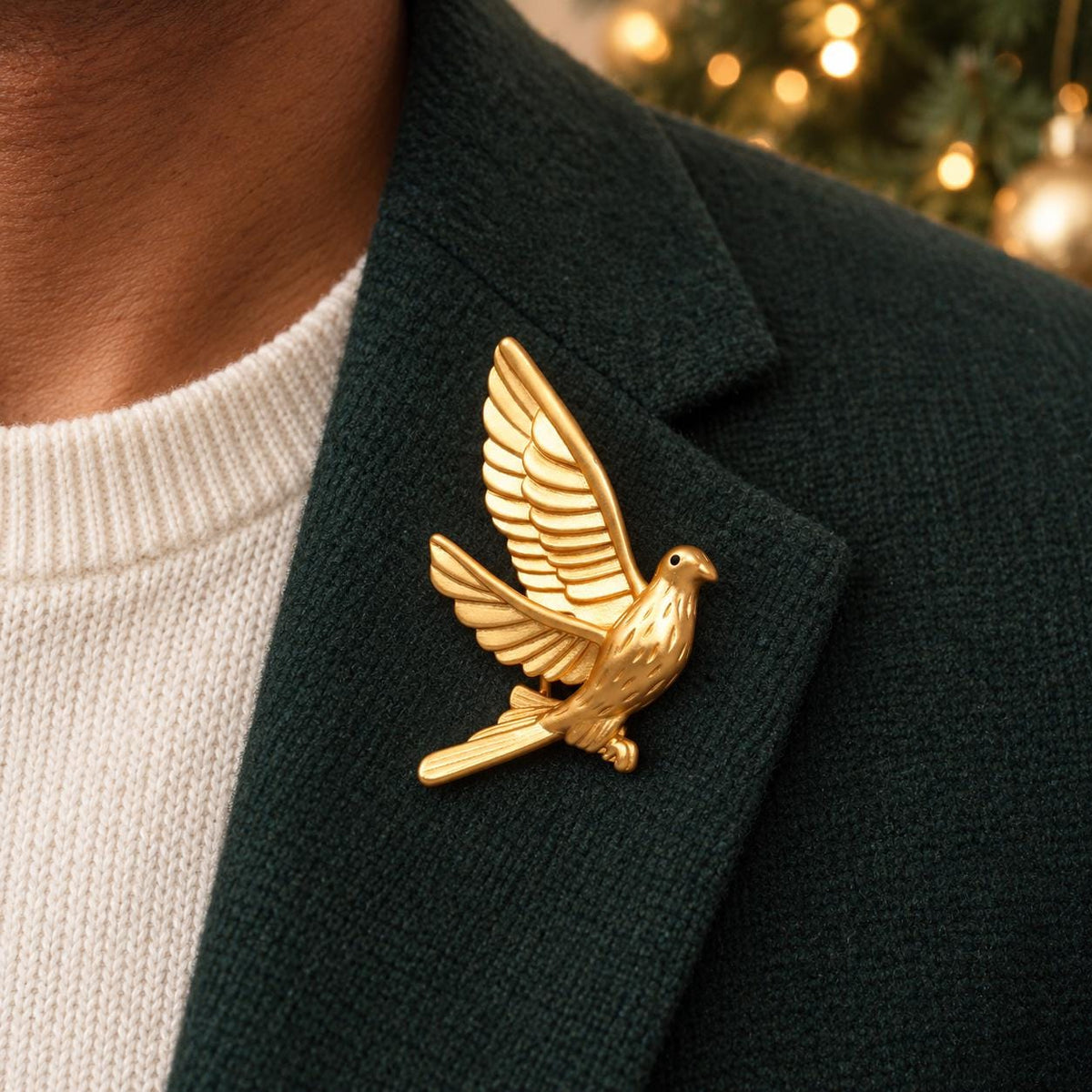 Brass dove brooch gift styling