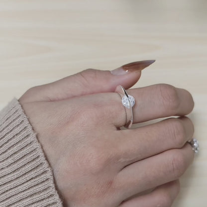 Floating Crystal Stainless Steel Spinner Ring | Minimalist Fidget Jewelry