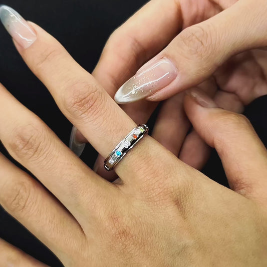 Rainbow Spinner Ring in Stainless Steel, Gemstone Spinner Ring, Stainless Steel Fidget Ring, Anxiety Ring, Gemstone Ring, Gift for Her