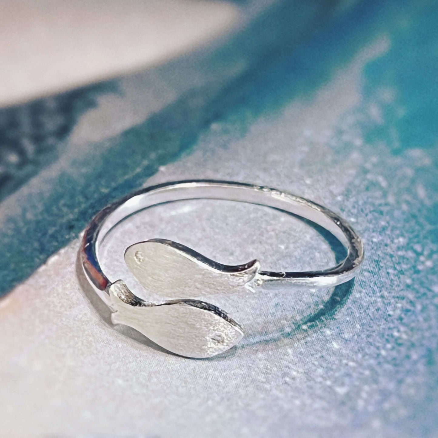 Fish Open Ring in Brushed Silver