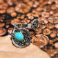 Vintage Spoon Ring with Synthetic Turquoise Stone