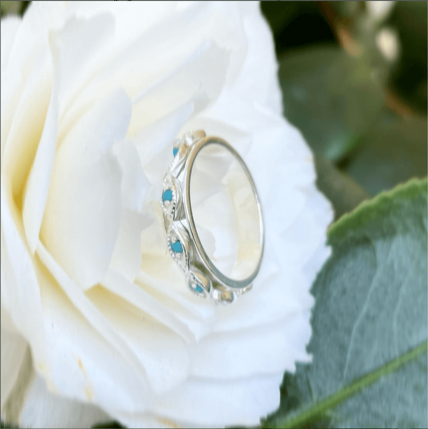 Turquoise Spinner Ring in Silver