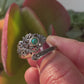 Adjustable Spoon Ring in Silver with Green Opal